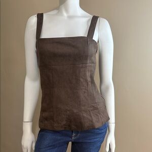 Elegant Brown Faux Suede Women's Top